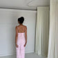 Pink Elegant Spaghetti Strap Pleated Long Banquet Dress Wedding Guest Dress Evening Dress Party Dress Prom Dress nv1784