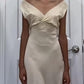 Ivory Fashion Elegant V-neck Long Slim Fit Satin Party Ball Gown Evening Dress Prom Dress Wedding Dress nv3934