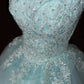 Blue Elegant Long Lace Tulle Ball Gown Evening Dress nv4922