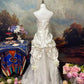 Ivory White Gorgeous Fashion Elegant Floral Exquisite Beading lace Long Satin Tulle Ball Gown Evening Gown Wedding Dress nv4063
