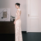 High Neck Halter 3D Floral Lace Sheath Formal Evening Dress  NV7360