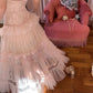 Robe de soirée longue en mousseline rose NV6745