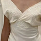 Ivory Fashion Elegant V-neck Long Slim Fit Satin Party Ball Gown Evening Dress Prom Dress Wedding Dress nv3934