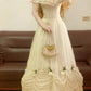 White Vintage Elegant Floral Long Tulle Garden Party Dress nv5015