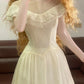 White Vintage Elegant Floral Long Tulle Garden Party Dress nv5015