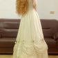 White Vintage Elegant Floral Long Tulle Garden Party Dress nv5015