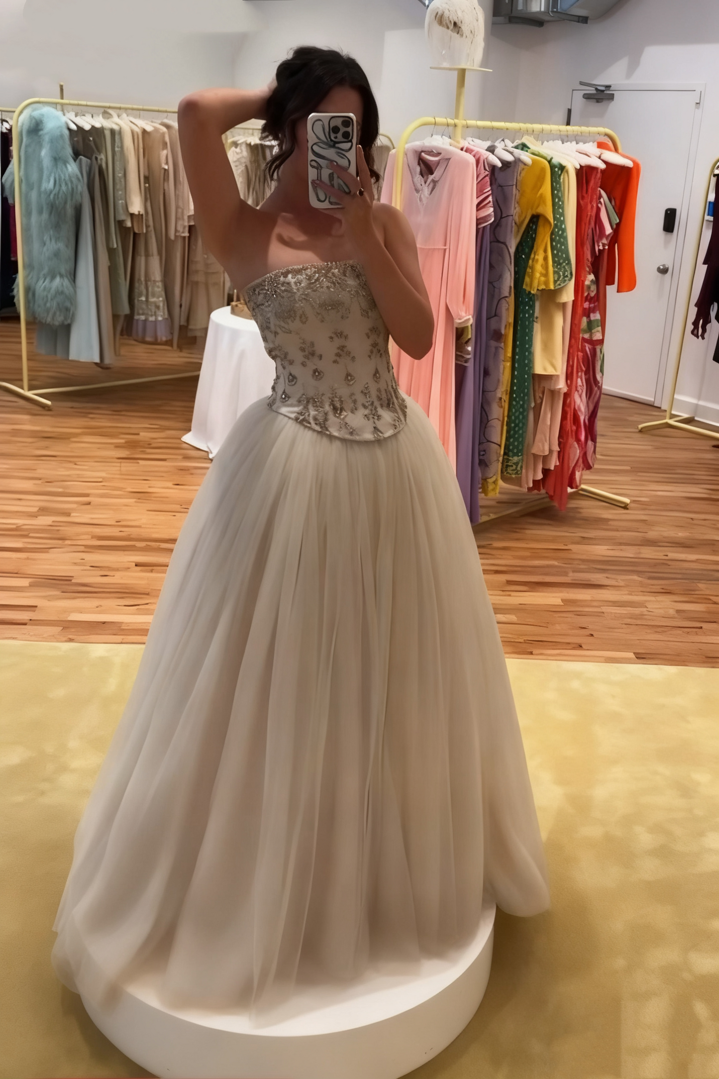 NiceVestidos--White Delicate Beaded Long Tulle Ball Gown Wedding Dress NV5838