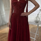 NiceVestidos--Burgundy Tulle Exquisite Sequins Sparkling Long Prom Dress Ball Gown NV5841