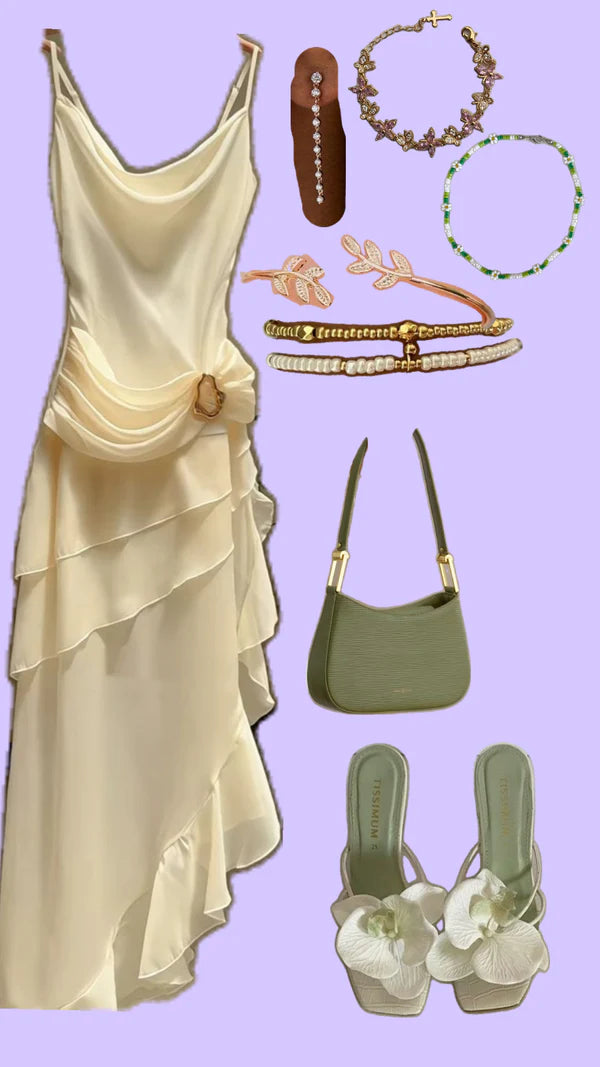 Ivory White Vintage Spaghetti Strap Long Chiffon Ball Gown Evening Dress Party Dress nv4161