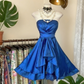 Robe bustier noire mini style Hepburn vintage - Ourlet à volants - Robe de soirée ravissante NV6756