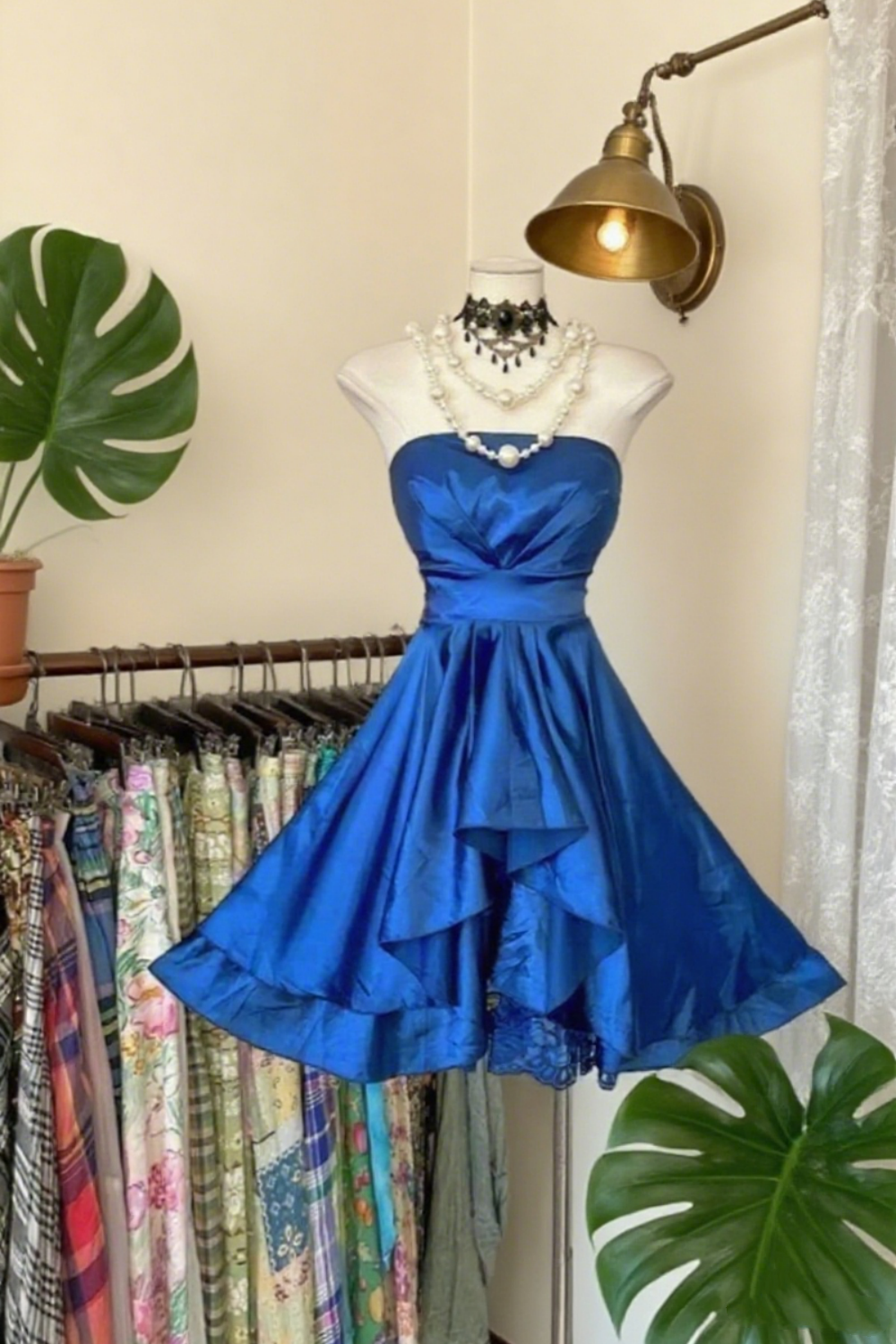 Robe bustier noire mini style Hepburn vintage - Ourlet à volants - Robe de soirée ravissante NV6756