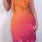 Orange Fashion Gradient Gorgeous Spaghetti Strap Beaded Long Chiffon Ball Gown Evening Dress Party Dress nv3664