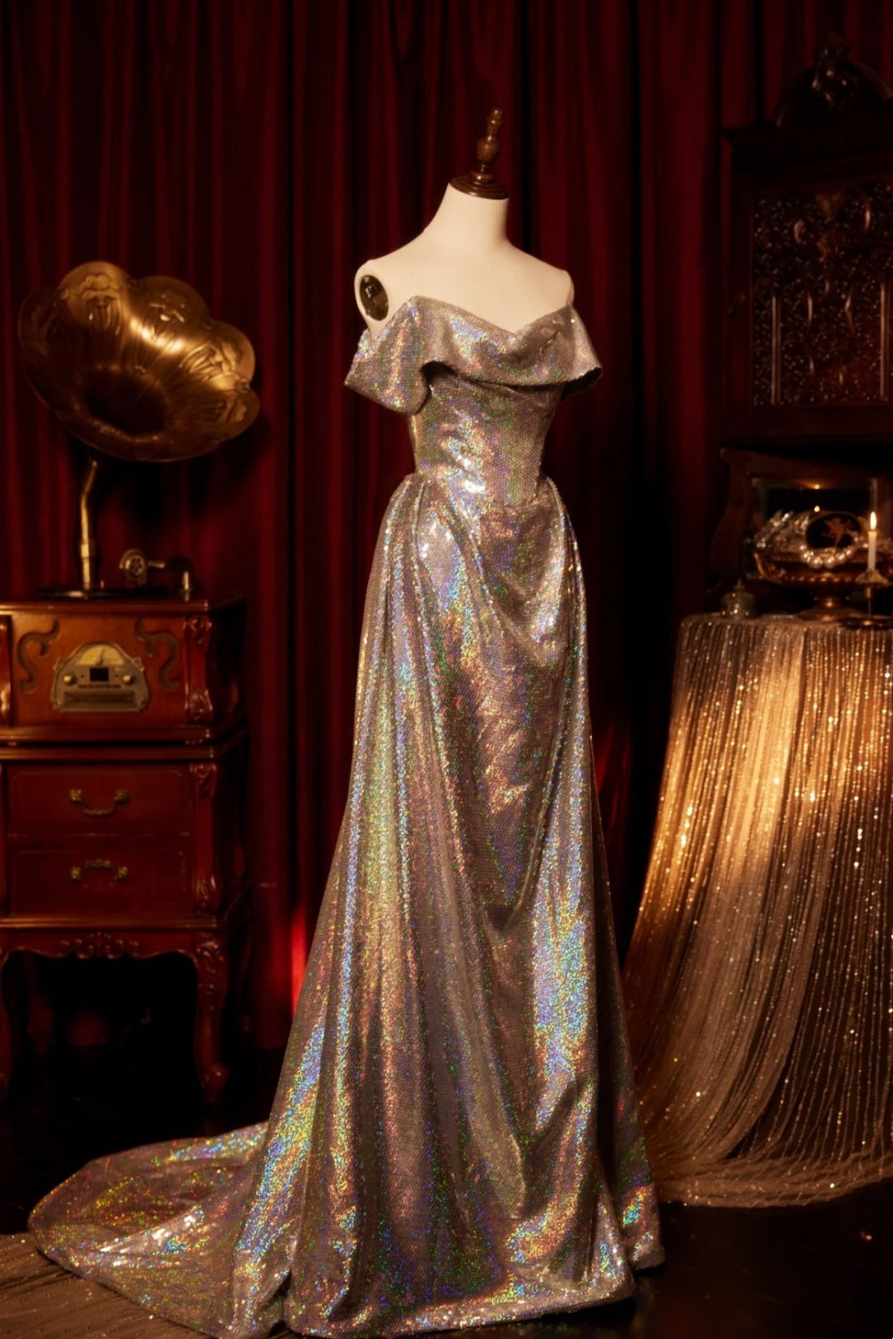 🌟Robe de soirée longue en satin scintillant NV6533