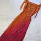 Orange Fashion Gradient Gorgeous Spaghetti Strap Beaded Long Chiffon Ball Gown Evening Dress Party Dress nv3664