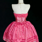 Faites sensation ! Robe bustier rose fuchsia en satin : ourlet évasé rayé, projecteur intégré NV6837