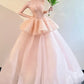 Robe de bal longue en mousseline rose brillante à fleurs, robe de princesse NV6741