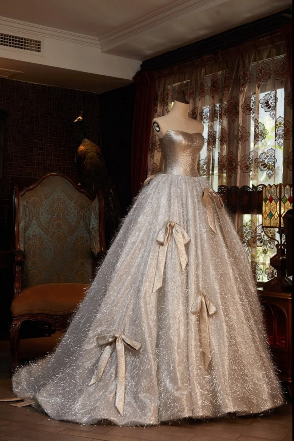 Robe de princesse longue scintillante or étoilé NV6535