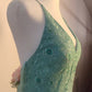 NiceVestidos--Light Moss Green Embroidered Organza Halter - Neck Sleeveless Floor - Length Banquet Dress NV5825