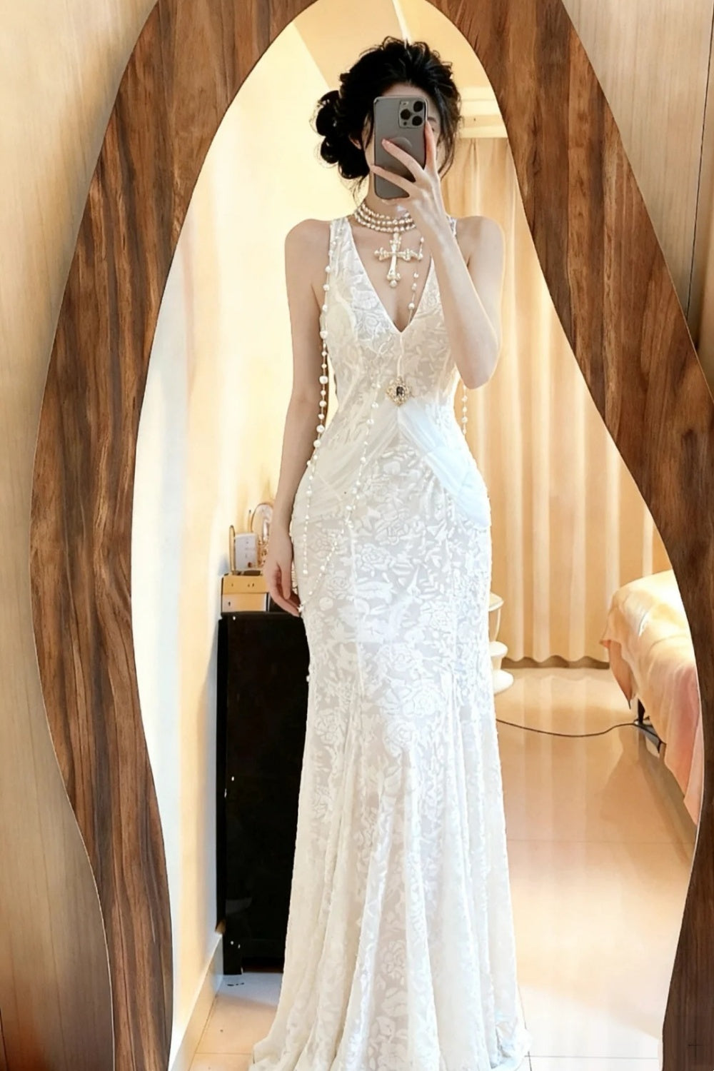 Robe de bal rétro longue en tulle et dentelle NV6671