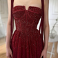 NiceVestidos--Burgundy Tulle Exquisite Sequins Sparkling Long Prom Dress Ball Gown NV5841