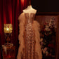 Robe longue de soirée dorée luxueuse, somptueuse et exquise NV6538