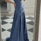 NiceVestidos - Robe de soirée longue en satin bleu NV5951