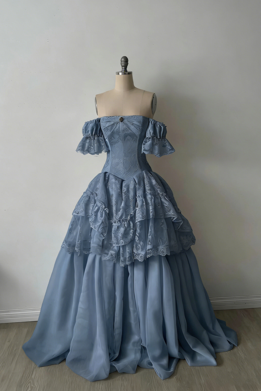 Robe longue blanche à manches courtes en dentelle délicate, robe de mariée NV6689