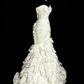 Robe sirène blanche bustier : taille froncée, volants superposés, style mariage civil NV6398