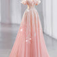Pink Sparkling Elegant Long Tulle Ball Gown Evening Dress nv4227