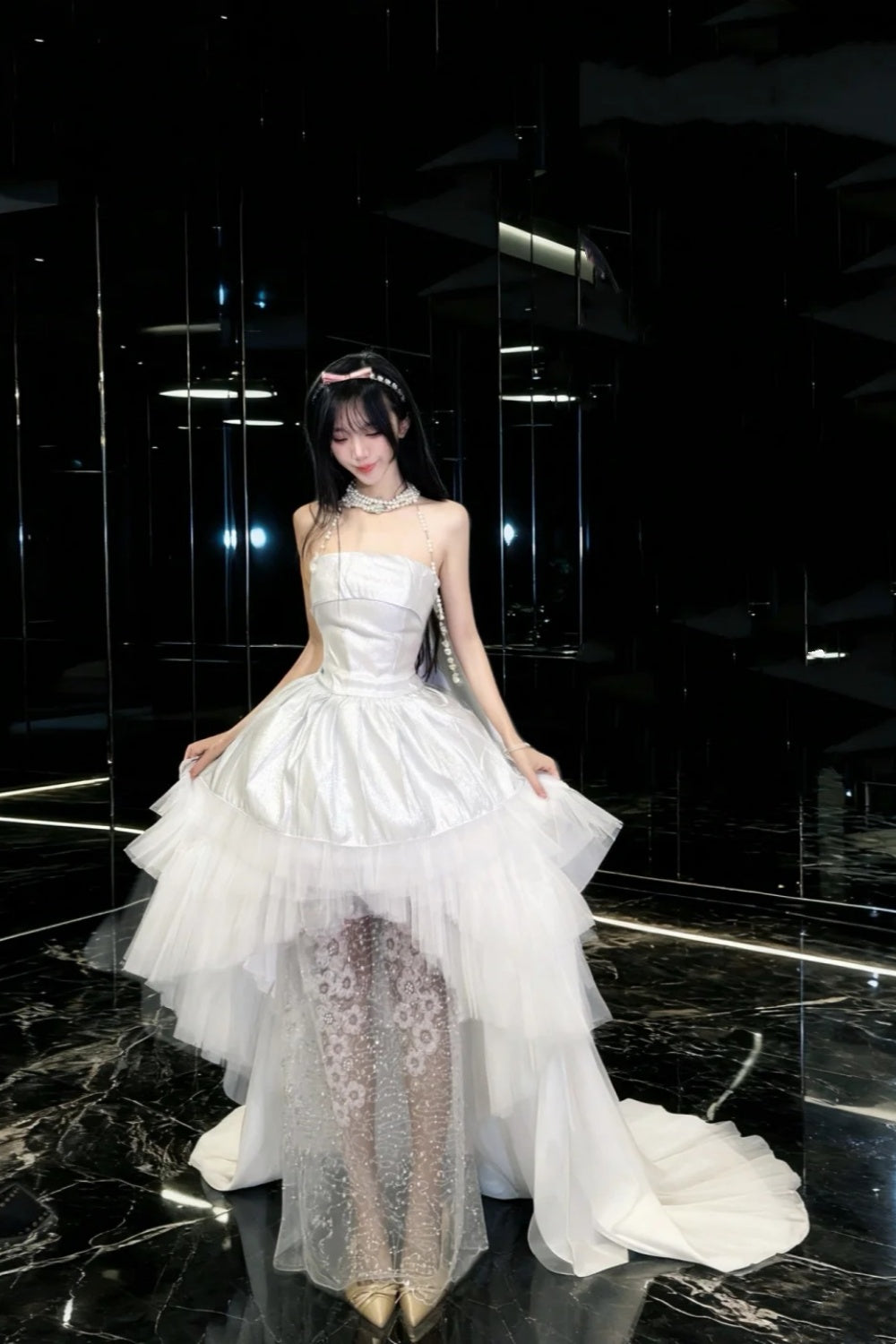 Robe blanche courte/longue NV6728