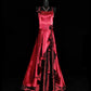 Red Gorgeous Vintage Elegant Delicate Floral Beaded Long Satin Prom Dress Evening Dress Party Dress Prom Dress nv3963