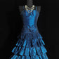 Blue Gorgeous Elegant Fashion Exquisite Beaded Short Satin Ball Gown Evening Gown Prom Gown Homecoming Gown nv3872