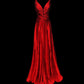 Red shiny fashion elegant V-neck long mermaid slim fishtail skirt satin floor-length train ball gown evening dress party dress prom dress nv3863
