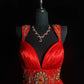 Red Gorgeous Elegant Fashion Exquisite Gemstone Beads Short Satin Tulle Ball Gown Evening Dress Prom Dress Homecoming Gown nv3871