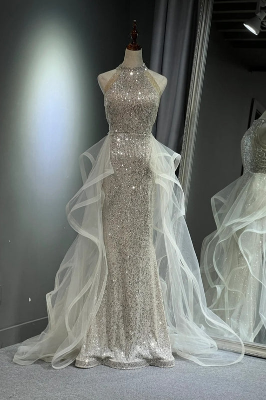 Robe de bal longue en tulle brillant NV6628