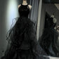Robe de bal longue noire brillante NV6624