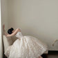 White Gorgeous Stylish Elegant Long Exquisite Floral Tulle Ball Gown Evening Gown nv4068