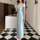 Light Blue Exquisite Beading Long Satin Ball Gown Evening Dress Party Dress nv4170