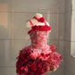 Robe de bal mini à fleurs 3D dégradées, rose rouge cascade NV6568