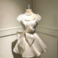 White Elegant Exquisite Beaded Short Satin Princess Homecoming Dress Prom Dress Evening Dress Party Dress nv4129