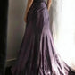 Robe de soirée élégante Purple Mist Mystery - Robe asymétrique en dentelle noire froncée, traîne sirène NV6857