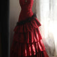 Robe de mariée princesse rouge flamme asymétrique NV6585