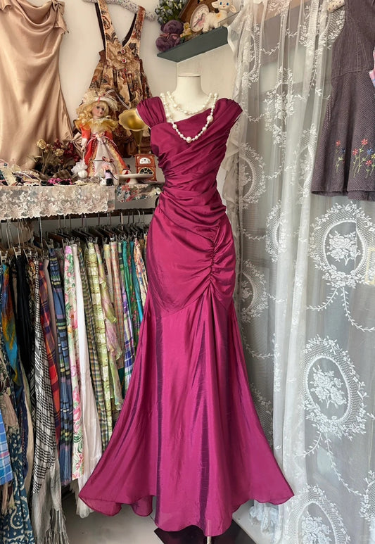 Pink Simple Fashion Elegant Long Satin Mermaid Slim Ball Gown Evening Dress Birthday Dress Party Dress nv4138
