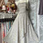 Gray Vintage Long Satin Prom Gown Evening Dress Party Dress nv4364