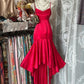 Red vintage elegant long satin prom dress evening dress homecoming dress birthday party dress nv4629
