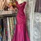 Pink Vintage Fashion Elegant Long Satin Mermaid Slim Floor Length Ball Gown Evening Dress Party Dress nv4202