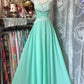 Mint Green Vintage Long Chiffon Ball Gown Evening Dress Party Dress nv4365