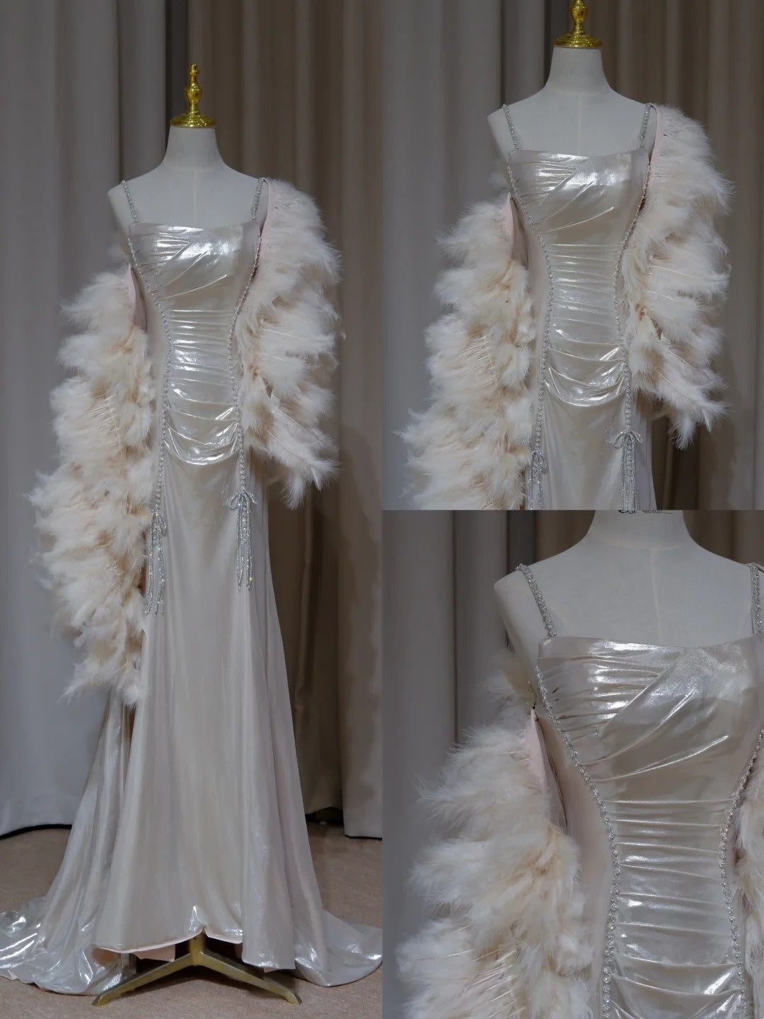 NiceVestidos-_(not included Feather shawl )Elegant and sparkling long ball gown, formal dress NV5991