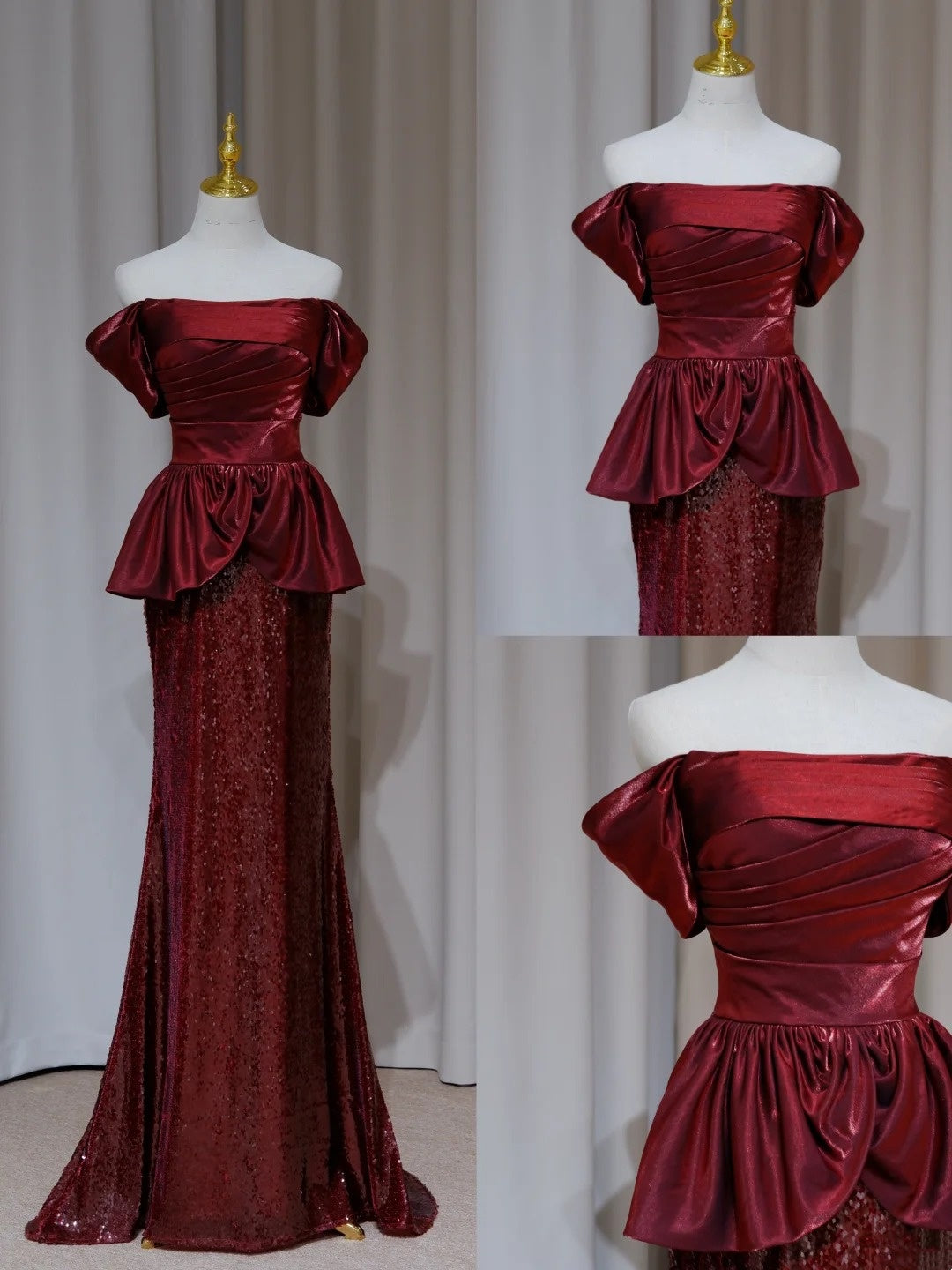 NiceVestidos-_Burgundy elegant sparkling long ball gown formal dress NV5990