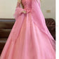 Pink Beaded Vintage Elegant Long Princess Satin Ball Gown nv5029
